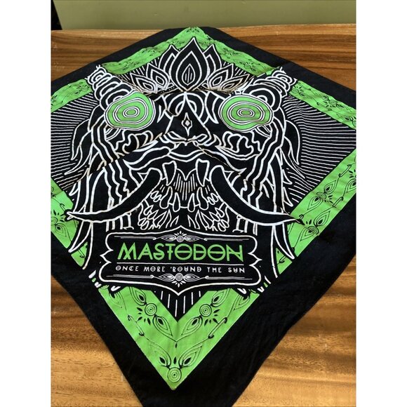 Official Mastodon ONCE MORE 'ROUND THE SUN Bandana Green/Black 19” X 20” - Picture 9 of 10